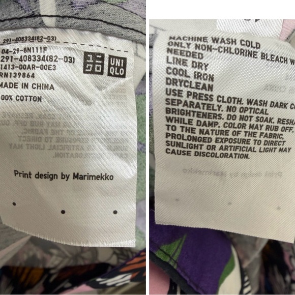 Marimekko x Uniqlo A line Floral Dress Sleeveless Pockets Multi Size S - Picture 5 of 7